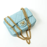 CHANEL Handbag Blue 22P Light Blue Mini Square Enamel Lambskin pending CC  AGHW - Redeluxe