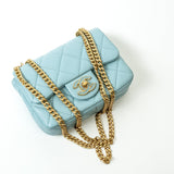 CHANEL Handbag Blue 22P Light Blue Mini Square Enamel Lambskin pending CC  AGHW - Redeluxe