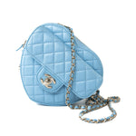 CHANEL Handbag Blue 22S CC In Love Blue Lambskin Quilted Large Heart Bag Light Gold Hardware - Redeluxe