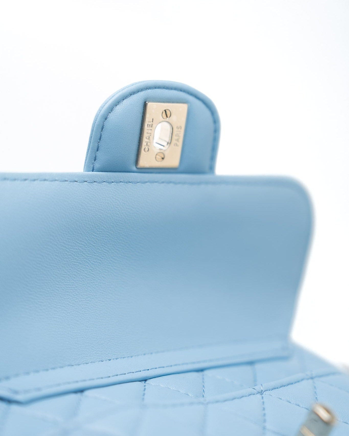 CHANEL Handbag Blue 22S CC In Love Blue Lambskin Quilted Large Heart Bag Light Gold Hardware - Redeluxe