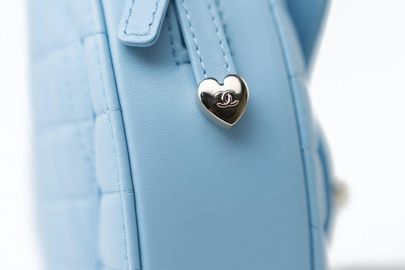 CHANEL Handbag Blue 22S CC In Love Blue Lambskin Quilted Large Heart Bag Light Gold Hardware - Redeluxe