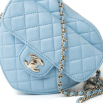CHANEL Handbag Blue 22S CC In Love Blue Lambskin Quilted Large Heart Bag Light Gold Hardware - Redeluxe