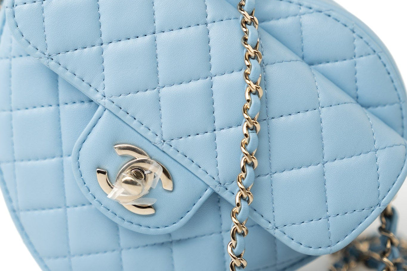 CHANEL Handbag Blue 22S CC In Love Blue Lambskin Quilted Large Heart Bag Light Gold Hardware - Redeluxe