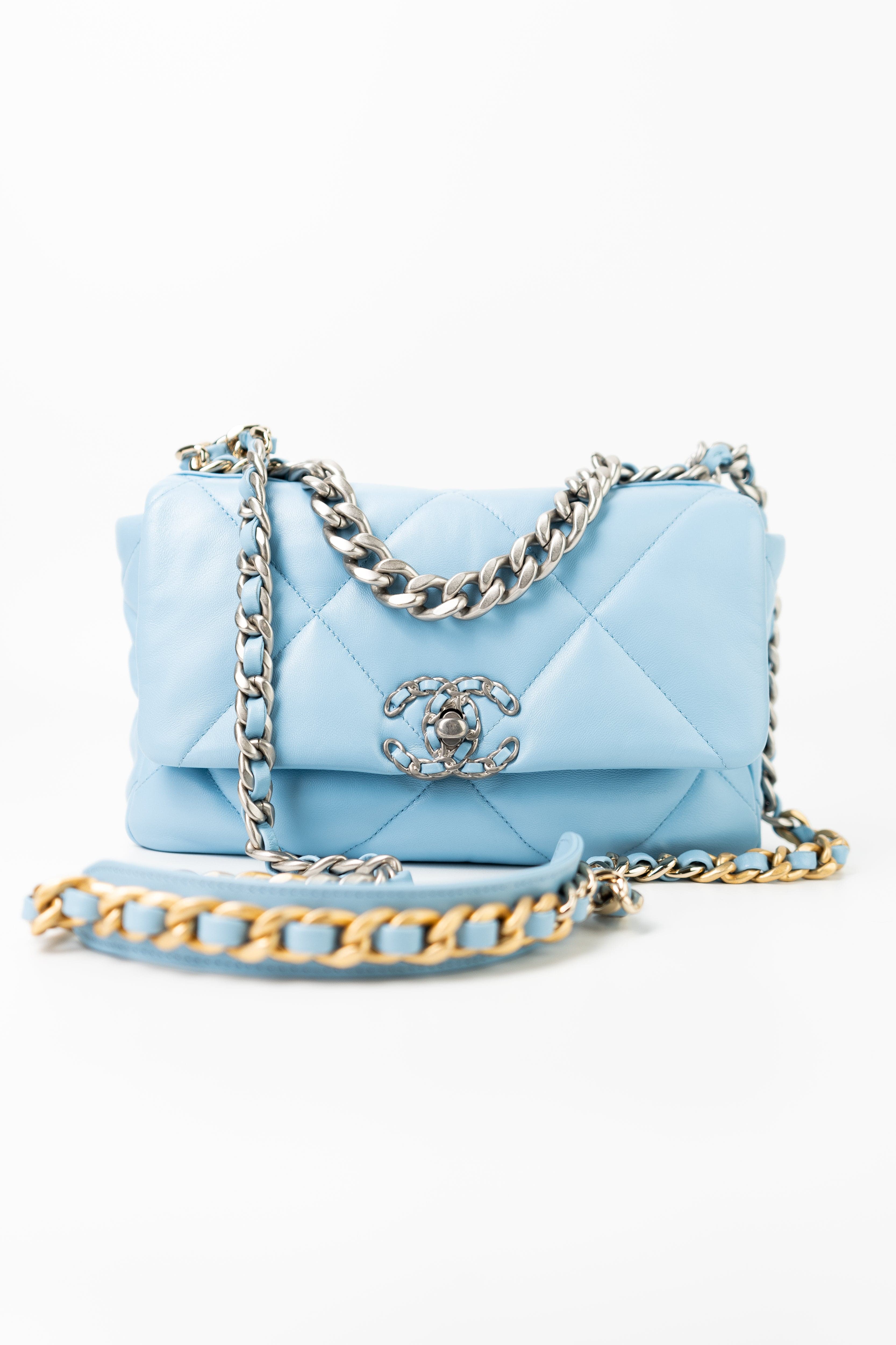 Chanel blue hotsell quilted handbag