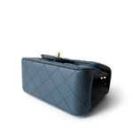 CHANEL Handbag Blue 23K Blue Lambskin Quilted Mini Square Pearl Crush Antique Gold Hardware - Redeluxe