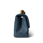 CHANEL Handbag Blue 23K Blue Lambskin Quilted Mini Square Pearl Crush Antique Gold Hardware - Redeluxe