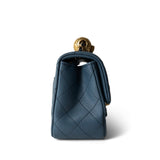 CHANEL Handbag Blue 23K Blue Lambskin Quilted Mini Square Pearl Crush Antique Gold Hardware - Redeluxe