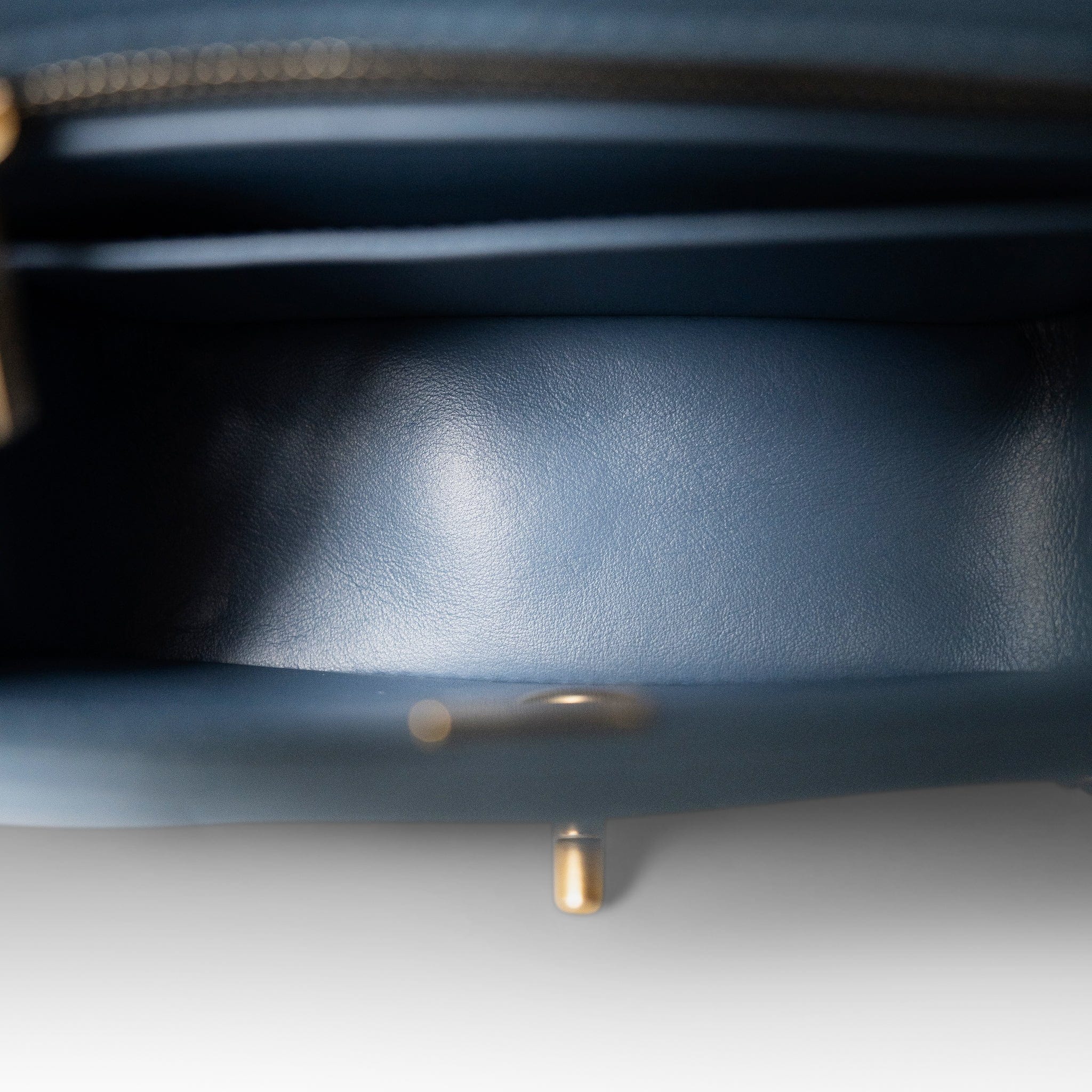 CHANEL Handbag Blue 23K Blue Lambskin Quilted Mini Square Pearl Crush Antique Gold Hardware - Redeluxe