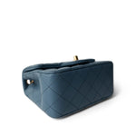 CHANEL Handbag Blue 23K Blue Lambskin Quilted Mini Square Pearl Crush Antique Gold Hardware - Redeluxe
