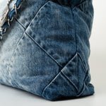 CHANEL Handbag Blue 23P Denim Quilted 22 Small Drawstring Bag - Redeluxe