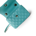 CHANEL Handbag Blue 24C Tiffany Blue Lambskin Quilted Mini Trendy CC Light Gold Hardware - Redeluxe