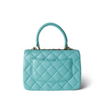 CHANEL Handbag Blue 24C Tiffany Blue Lambskin Quilted Mini Trendy CC Light Gold Hardware - Redeluxe
