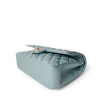 CHANEL Handbag Blue / Classic flap Pearly Light Blue Caviar Quilted Classic Flap Medium Antique Gold Hardware - Redeluxe