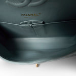 CHANEL Handbag Blue / Classic flap Pearly Light Blue Caviar Quilted Classic Flap Medium Antique Gold Hardware - Redeluxe