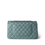 CHANEL Handbag Blue / Classic flap Pearly Light Blue Caviar Quilted Classic Flap Medium Antique Gold Hardware - Redeluxe