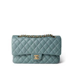 CHANEL Handbag Blue / Classic flap Pearly Light Blue Caviar Quilted Classic Flap Medium Antique Gold Hardware - Redeluxe