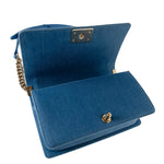 CHANEL Handbag Blue Denim Pleated Old Medium Light Blue Boy Bag - Redeluxe