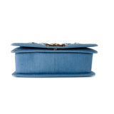 CHANEL Handbag Blue Denim Pleated Old Medium Light Blue Boy Bag - Redeluxe