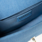CHANEL Handbag Blue Denim Pleated Old Medium Light Blue Boy Bag - Redeluxe