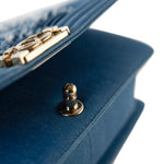 CHANEL Handbag Blue Denim Pleated Old Medium Light Blue Boy Bag - Redeluxe