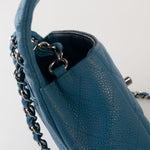 CHANEL Handbag BLUE MINI RECTANGULAR CAVIAR QUILTED SINGLE FLAP SILVER HARDWARE - Redeluxe