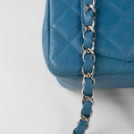 CHANEL Handbag BLUE MINI RECTANGULAR CAVIAR QUILTED SINGLE FLAP SILVER HARDWARE - Redeluxe