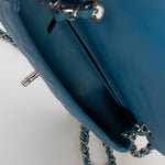 CHANEL Handbag BLUE MINI RECTANGULAR CAVIAR QUILTED SINGLE FLAP SILVER HARDWARE - Redeluxe