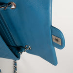 CHANEL Handbag BLUE MINI RECTANGULAR CAVIAR QUILTED SINGLE FLAP SILVER HARDWARE - Redeluxe