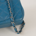 CHANEL Handbag BLUE MINI RECTANGULAR CAVIAR QUILTED SINGLE FLAP SILVER HARDWARE - Redeluxe