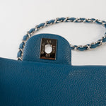 CHANEL Handbag BLUE MINI RECTANGULAR CAVIAR QUILTED SINGLE FLAP SILVER HARDWARE - Redeluxe