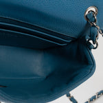 CHANEL Handbag BLUE MINI RECTANGULAR CAVIAR QUILTED SINGLE FLAP SILVER HARDWARE - Redeluxe