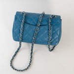 CHANEL Handbag BLUE MINI RECTANGULAR CAVIAR QUILTED SINGLE FLAP SILVER HARDWARE - Redeluxe