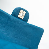 CHANEL Handbag BLUE MINI RECTANGULAR CAVIAR QUILTED SINGLE FLAP SILVER HARDWARE - Redeluxe