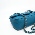 CHANEL Handbag BLUE MINI RECTANGULAR CAVIAR QUILTED SINGLE FLAP SILVER HARDWARE - Redeluxe