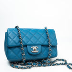 CHANEL Handbag BLUE MINI RECTANGULAR CAVIAR QUILTED SINGLE FLAP SILVER HARDWARE - Redeluxe