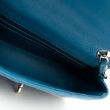 CHANEL Handbag BLUE MINI RECTANGULAR CAVIAR QUILTED SINGLE FLAP SILVER HARDWARE - Redeluxe