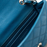 CHANEL Handbag BLUE MINI RECTANGULAR CAVIAR QUILTED SINGLE FLAP SILVER HARDWARE - Redeluxe