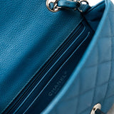 CHANEL Handbag BLUE MINI RECTANGULAR CAVIAR QUILTED SINGLE FLAP SILVER HARDWARE - Redeluxe