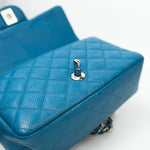 CHANEL Handbag BLUE MINI RECTANGULAR CAVIAR QUILTED SINGLE FLAP SILVER HARDWARE - Redeluxe