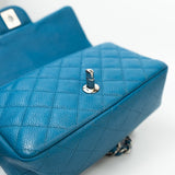 CHANEL Handbag BLUE MINI RECTANGULAR CAVIAR QUILTED SINGLE FLAP SILVER HARDWARE - Redeluxe