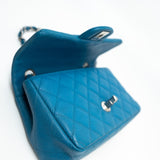 CHANEL Handbag BLUE MINI RECTANGULAR CAVIAR QUILTED SINGLE FLAP SILVER HARDWARE - Redeluxe