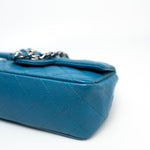 CHANEL Handbag BLUE MINI RECTANGULAR CAVIAR QUILTED SINGLE FLAP SILVER HARDWARE - Redeluxe