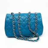 CHANEL Handbag BLUE MINI RECTANGULAR CAVIAR QUILTED SINGLE FLAP SILVER HARDWARE - Redeluxe
