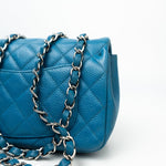 CHANEL Handbag BLUE MINI RECTANGULAR CAVIAR QUILTED SINGLE FLAP SILVER HARDWARE - Redeluxe