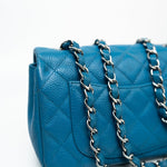 CHANEL Handbag BLUE MINI RECTANGULAR CAVIAR QUILTED SINGLE FLAP SILVER HARDWARE - Redeluxe