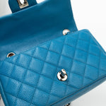CHANEL Handbag BLUE MINI RECTANGULAR CAVIAR QUILTED SINGLE FLAP SILVER HARDWARE - Redeluxe