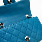 CHANEL Handbag BLUE MINI RECTANGULAR CAVIAR QUILTED SINGLE FLAP SILVER HARDWARE - Redeluxe