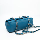 CHANEL Handbag BLUE MINI RECTANGULAR CAVIAR QUILTED SINGLE FLAP SILVER HARDWARE - Redeluxe