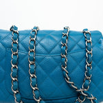 CHANEL Handbag BLUE MINI RECTANGULAR CAVIAR QUILTED SINGLE FLAP SILVER HARDWARE - Redeluxe