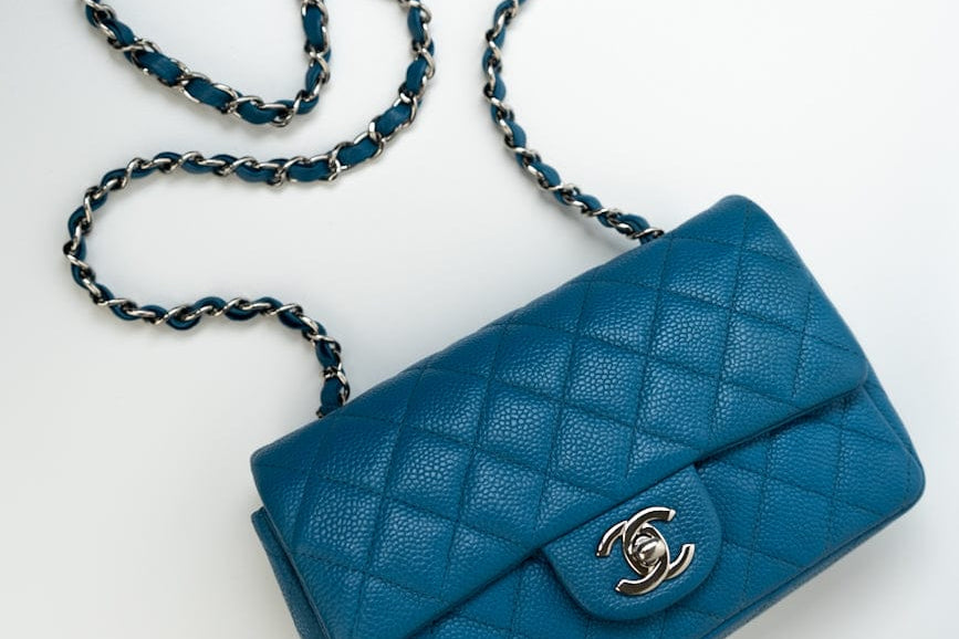 CHANEL Handbag BLUE MINI RECTANGULAR CAVIAR QUILTED SINGLE FLAP SILVER HARDWARE - Redeluxe